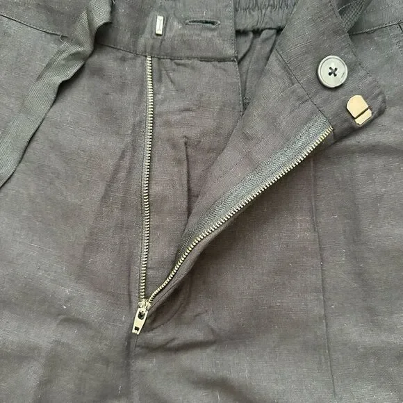 NWT Cleobella‎ Linen Blend Black Cropped Pants Pockets Size L